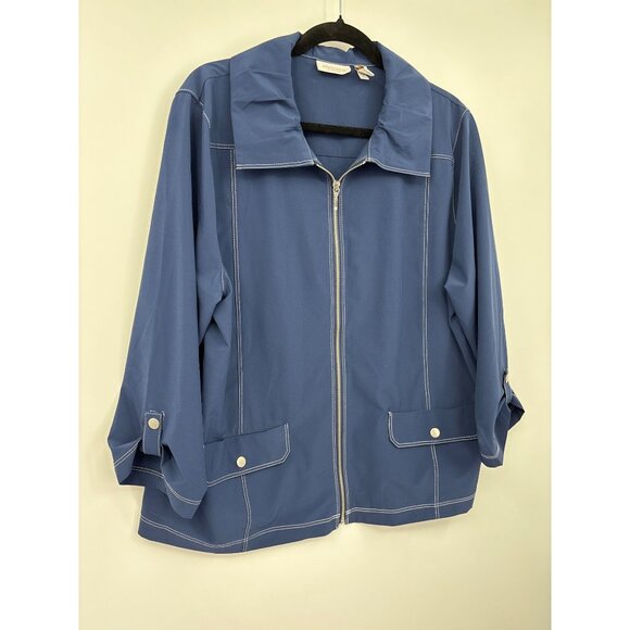 Chico's Weekends Stretch Zip Casual Jacket Blue Size 3 (16) XL - Picture 2 of 4
